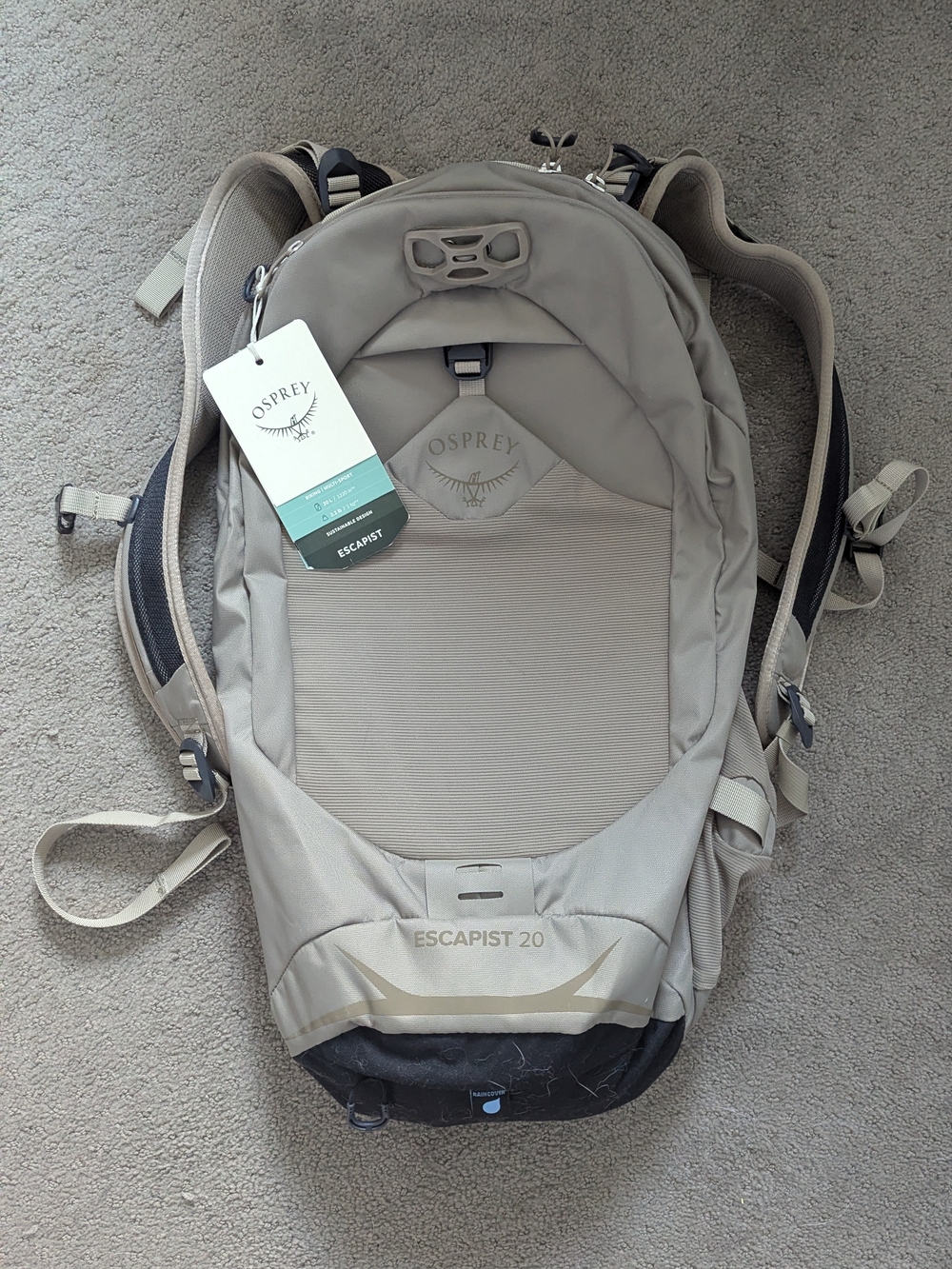 OSPREY Escapist 20 Backpack — Light Gray with Black Base